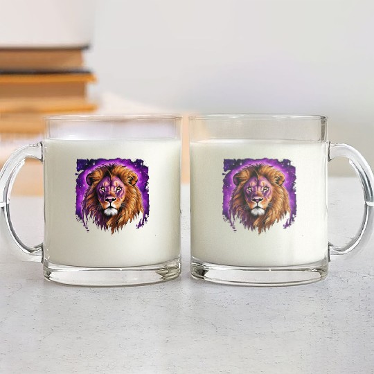 Starry Night Glass Mugs design of lion Rembrandt style