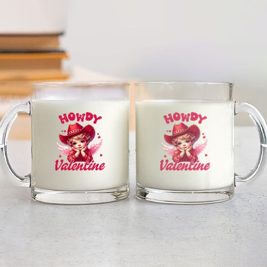 Howdy Valentine, Valentines Day Glass Mugs