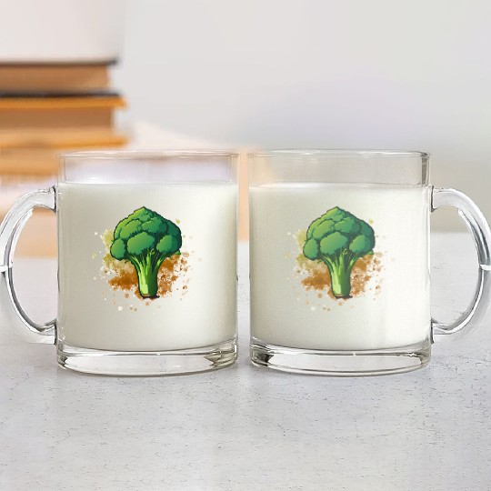 Vegetarian Vegan Broccoli Glass Mugs