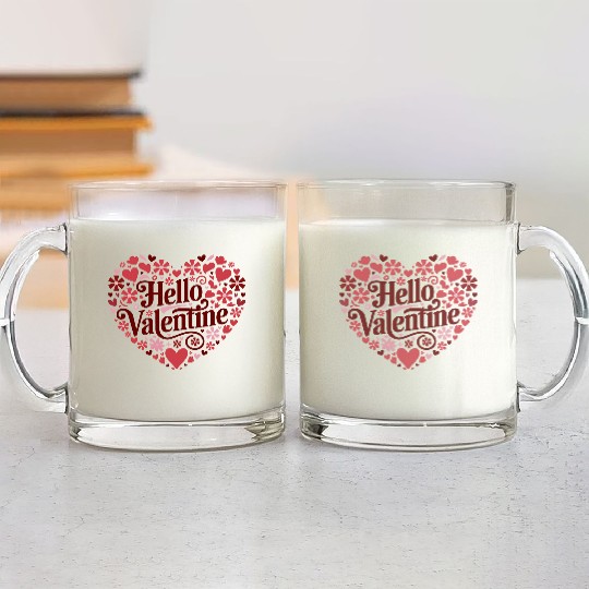 Hello Valentine Sublimation Glass Mugs