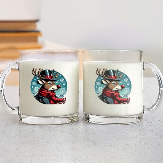 Vintage Red-Nosed Reindeer: Perfect For Christmas Glass Mugs