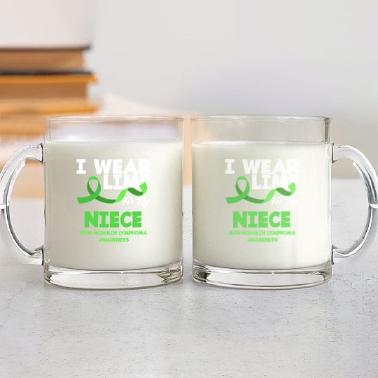 Non-Hodgkin Lymphoma Awareness Wear Lime Niece Glass Mugs