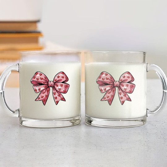 Valentines day Heart Coquette Bow Glass Mugs