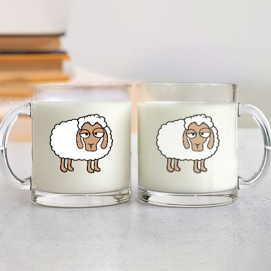 Sheep Tired Bored Look Little Sweet Lamb Bad Mood Glass Mugs