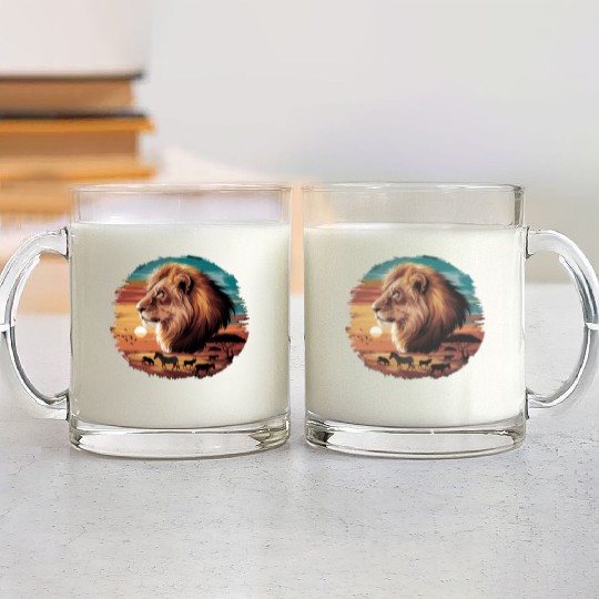 Majestic African Lion Safari Adventure Glass Mugs