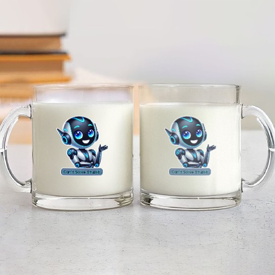 Funny AI Robot I Can't Solve Stupid Tech Design Glass Mugs