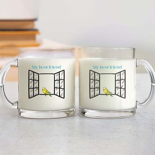 My Best Friend Budgie Glass Mugs