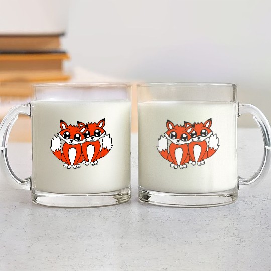 2 Foxes Friends Red Fox Two Wild Animals Team Crew Glass Mugs