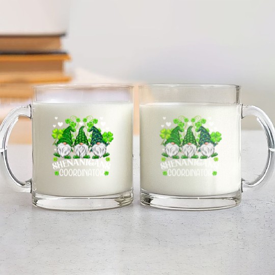 Shenanigans Coordinator St. Patricks Day Gnomes Glass Mugs