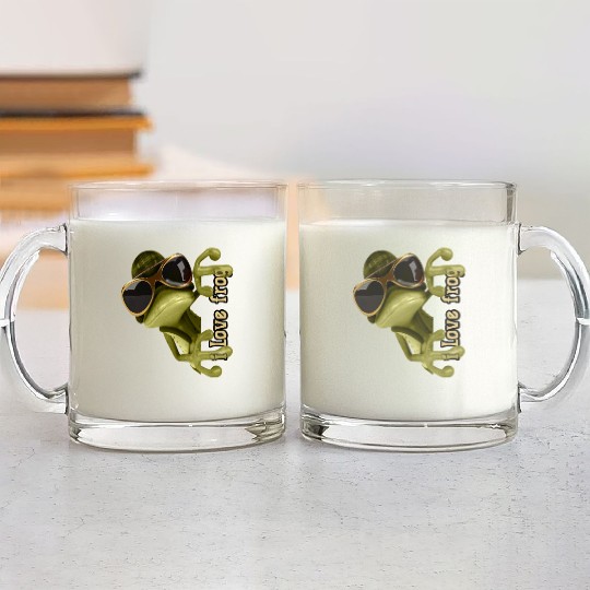 i love frog funny frog design Glass Mugs