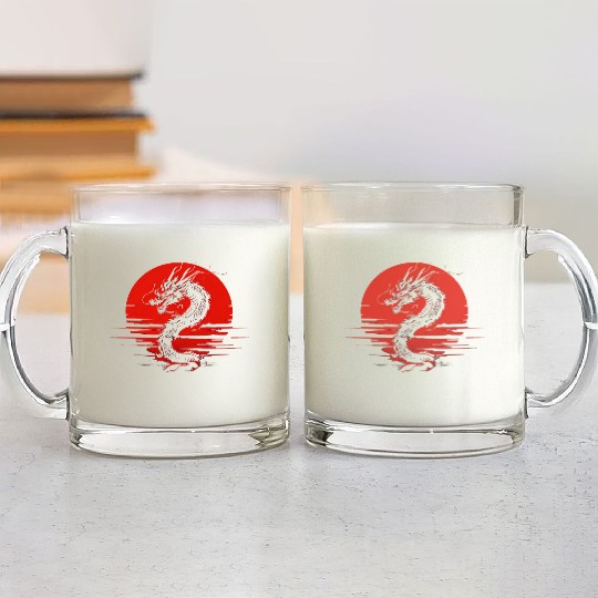 Dragon Rising Under the Blood Moon Glass Mugs