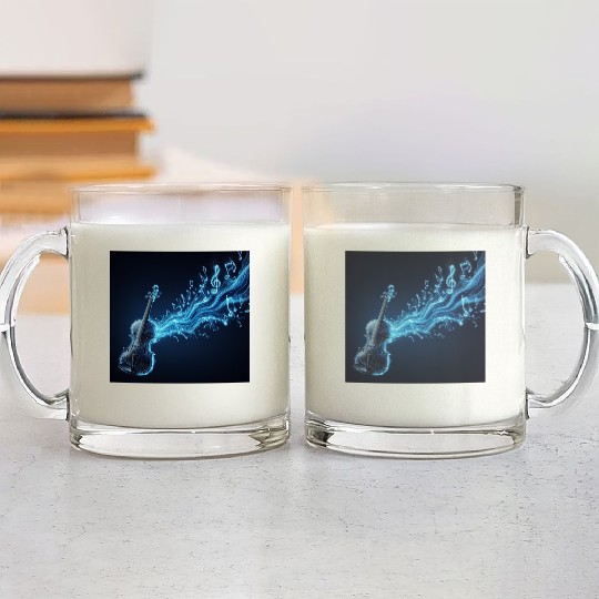 Neon Blue Violin Glass Mugs