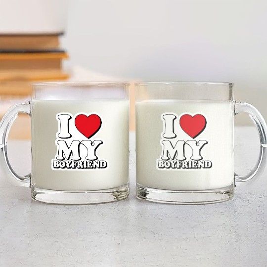 "I Love My Boyfriend" graphic design Glass Mugs