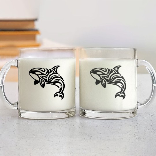 Eleganter Orca T Tattoo Style Glass Mugs