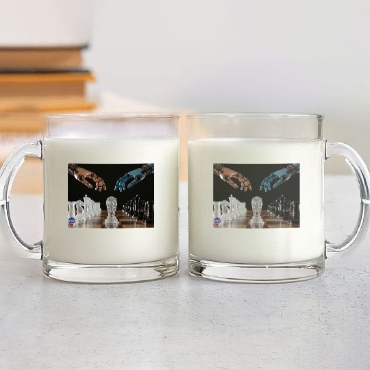 Crystal Robotic Chess Clash Glass Mugs