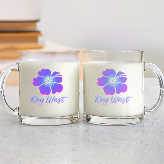 Key West Tropical Flower Glass Mugs