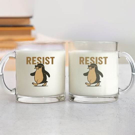 Resist Penguin Activism - Funny Protest Graphic Glass Mugs