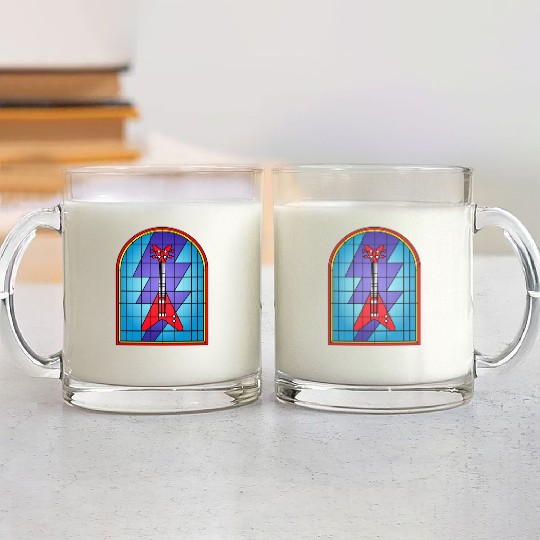 Stained Glass Art Electric Guitar Glass Mugs