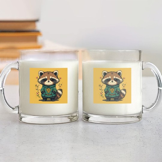 Forest Guardian Raccoon Glass Mugs