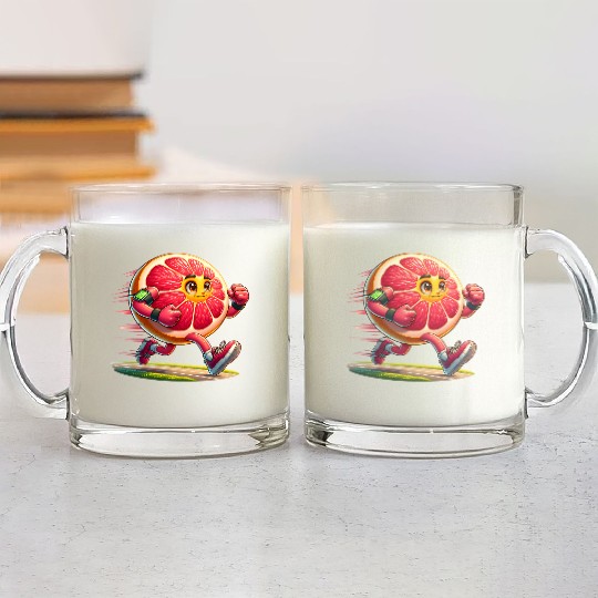 Running Grapefruit Power – Sporty Citrus in Motion Glass Mugs