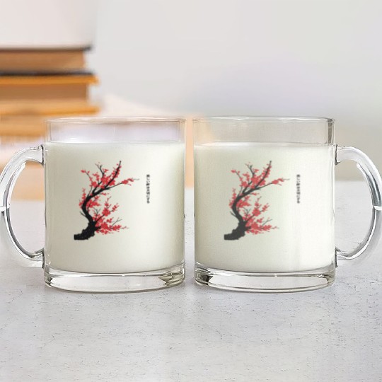 Cherry Blossom Tree – Japanese Sakura Minimalist I Glass Mugs