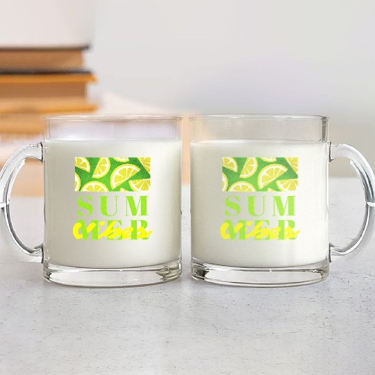 Lemon Fresh Summer Mood – Minimalist Citrus Art Glass Mugs