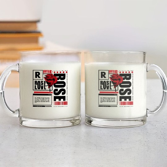 Rose Love – Streetwear-Inspired Symbolic Flower De Glass Mugs