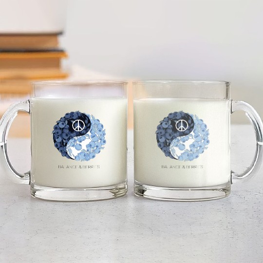 Balance & Berries – Yin Yang Blueberry Peace Desig Glass Mugs