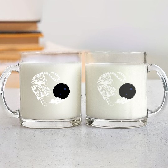 Celestial Pounce: Cosmic Tiger in the Night Glass Mugs