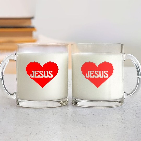 I LOVE JESUS PIXEL ART Glass Mugs