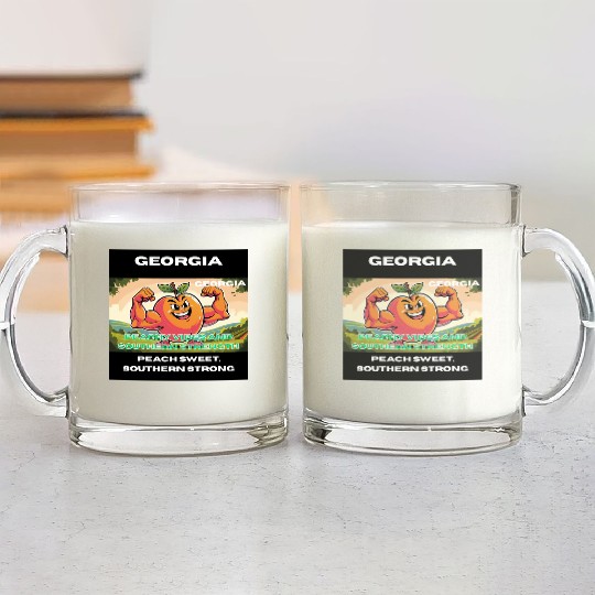 Georgia Peach State Art Glass Mugs