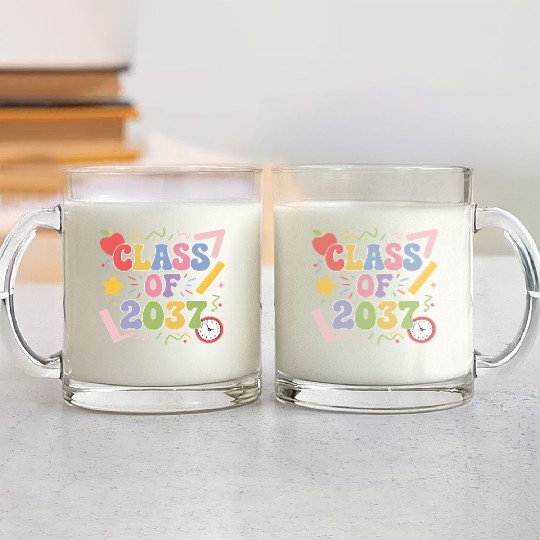 Class of 2037 Grow With Me, Funny back to school Glass Mugs