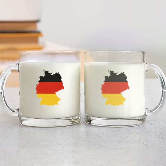 Black Red Gold Germany flag outline design Glass Mugs