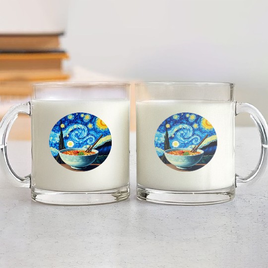 Van Gogh's Starry Night ramen noodle Bowl japanese Glass Mugs