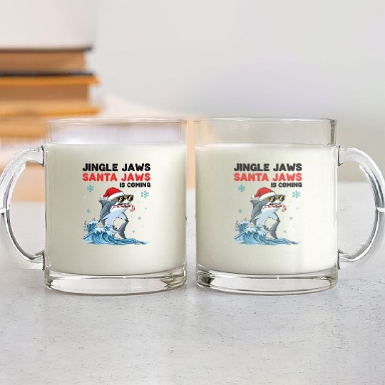 Jingle Jaws – Santa Jaws Is Coming to Town Glass Mugs