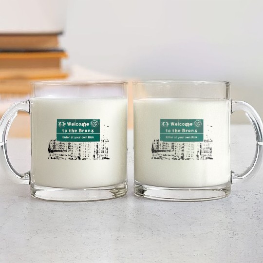 Bronx Welcome Sign Artistic Print Glass Mugs