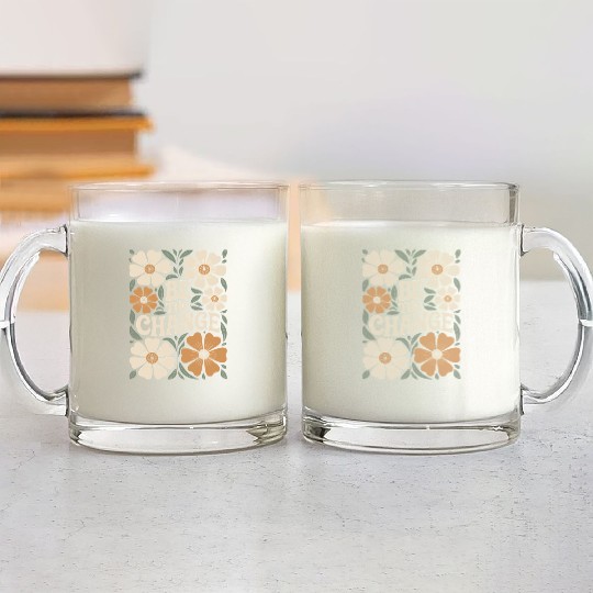 Be The Change Motivational Quote Floral Vintage Glass Mugs