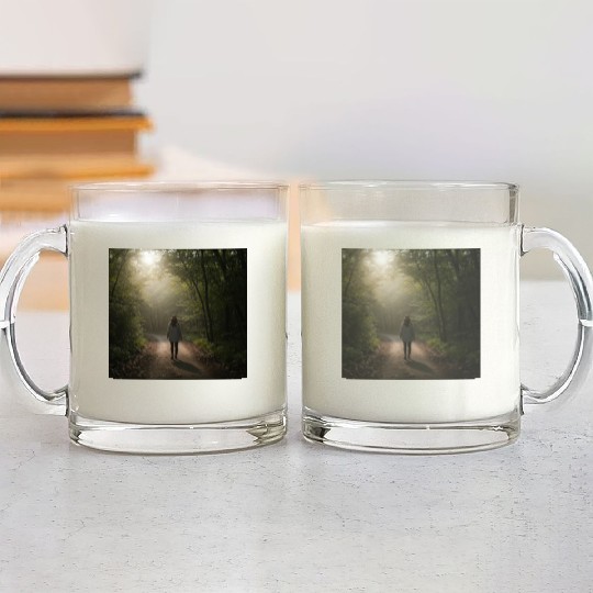 Enchanted Forest Path Illustration Glass Mugs
