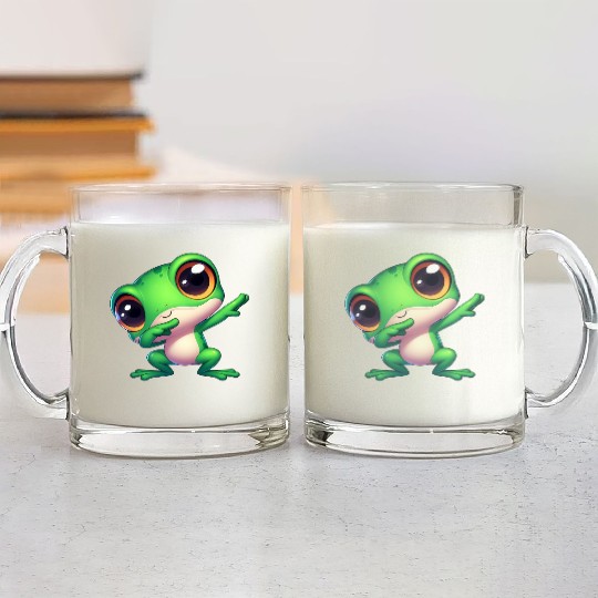 Cute frog dab gamer animal cartoon meme Glass Mugs
