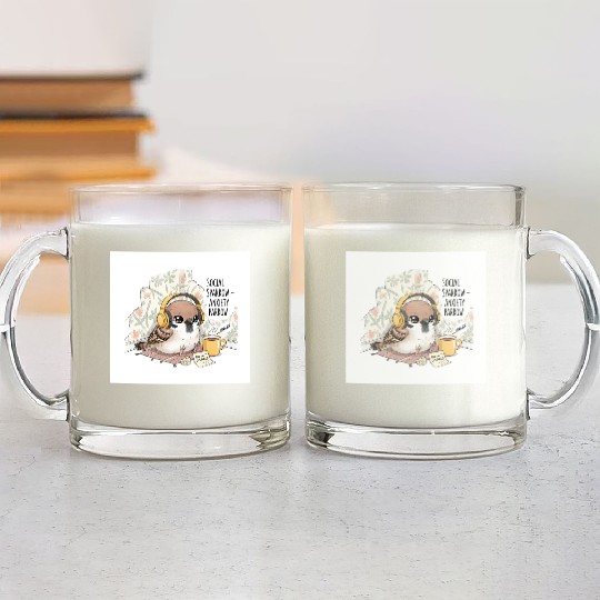 "Social Sparrow – Anxiety Parrow" Glass Mugs