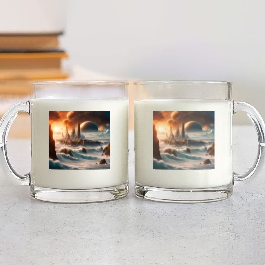 Sci-FI Futuristic Alien Planet Landscape  Glass Mugs