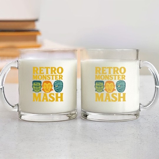Retro Monster Mash Glass Mugs Design