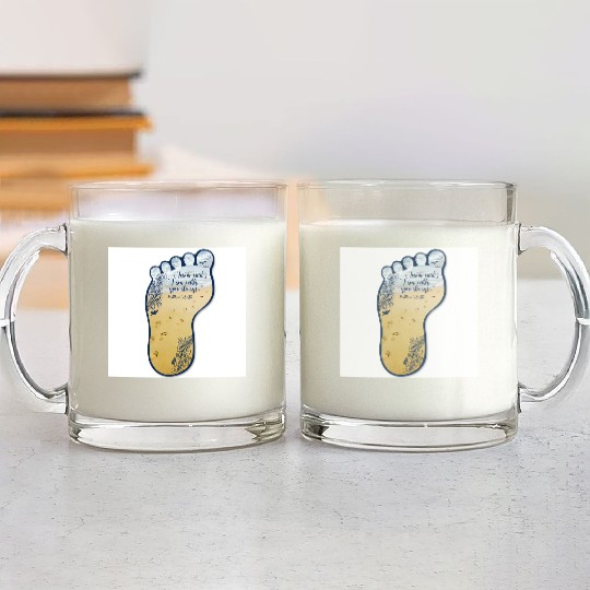 Beach Footprint Sun Scripture Design Glass Mugs