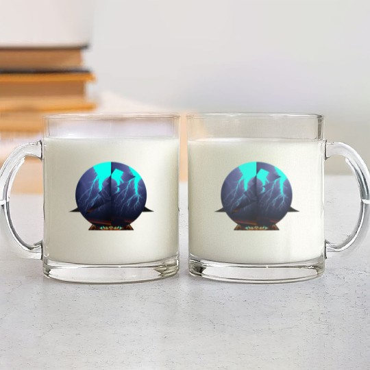 Royal Blue Lightning Glass Mugs