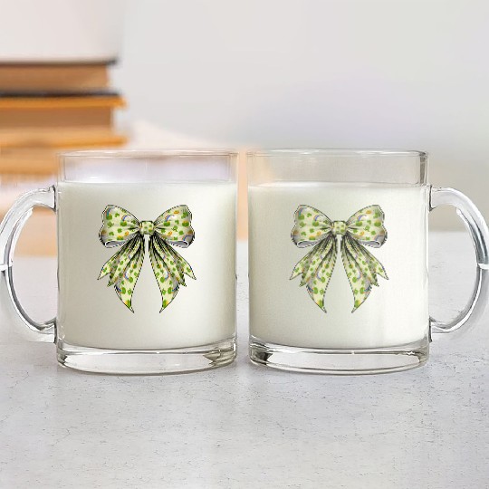 Coquette Bow St Patricks Day Shamrock Pattern Glass Mugs