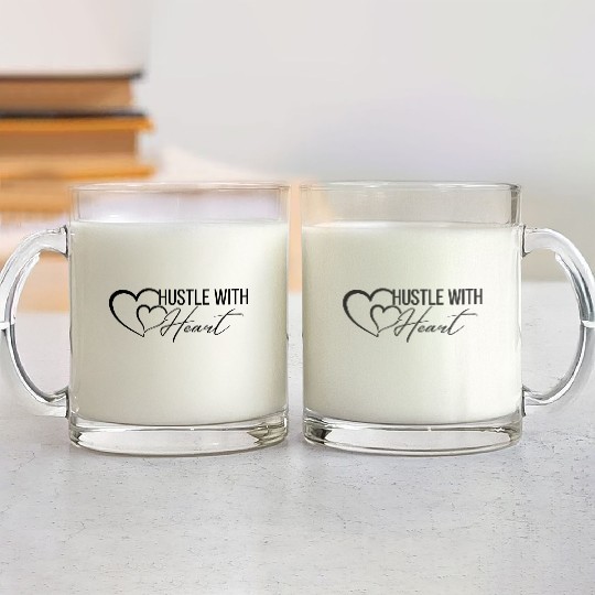 Heart Overlaid with Inspirational Script Glass Mugs