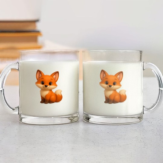 Cute Playful Fox Illustration on Apparel Glass Mugs