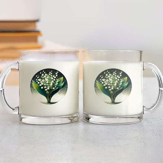 Mystical Lily of the Valley Illustration Glass Mugs