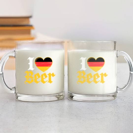 I Love Beer German Bier Funny Germany Flag Glass Mugs