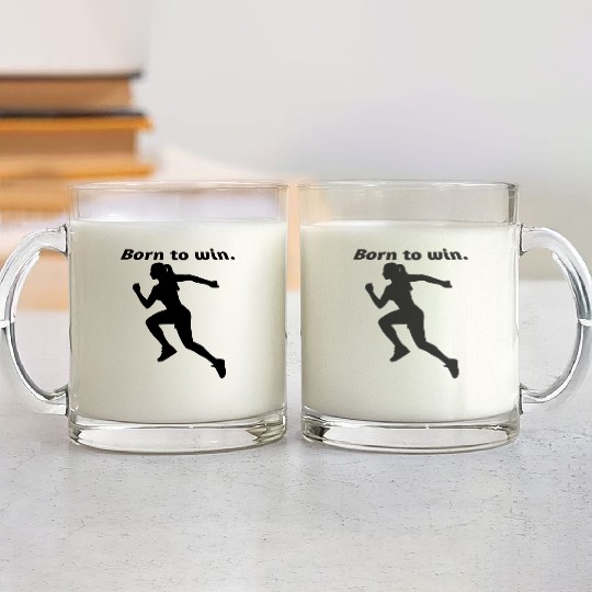 Empowering Born to Win Text Design Glass Mugs